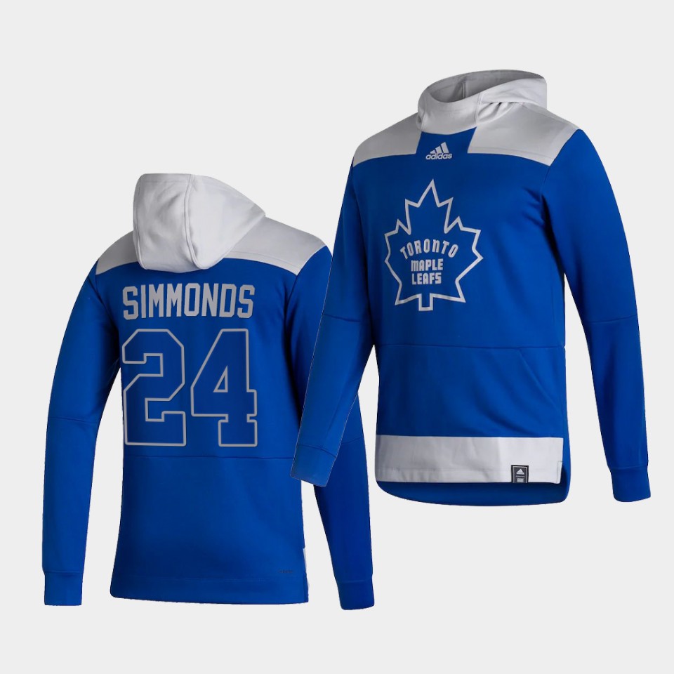 Men Toronto Maple Leafs #24 Simmonds Blue NHL 2021 Adidas Pullover Hoodie Jersey->->NHL Jersey